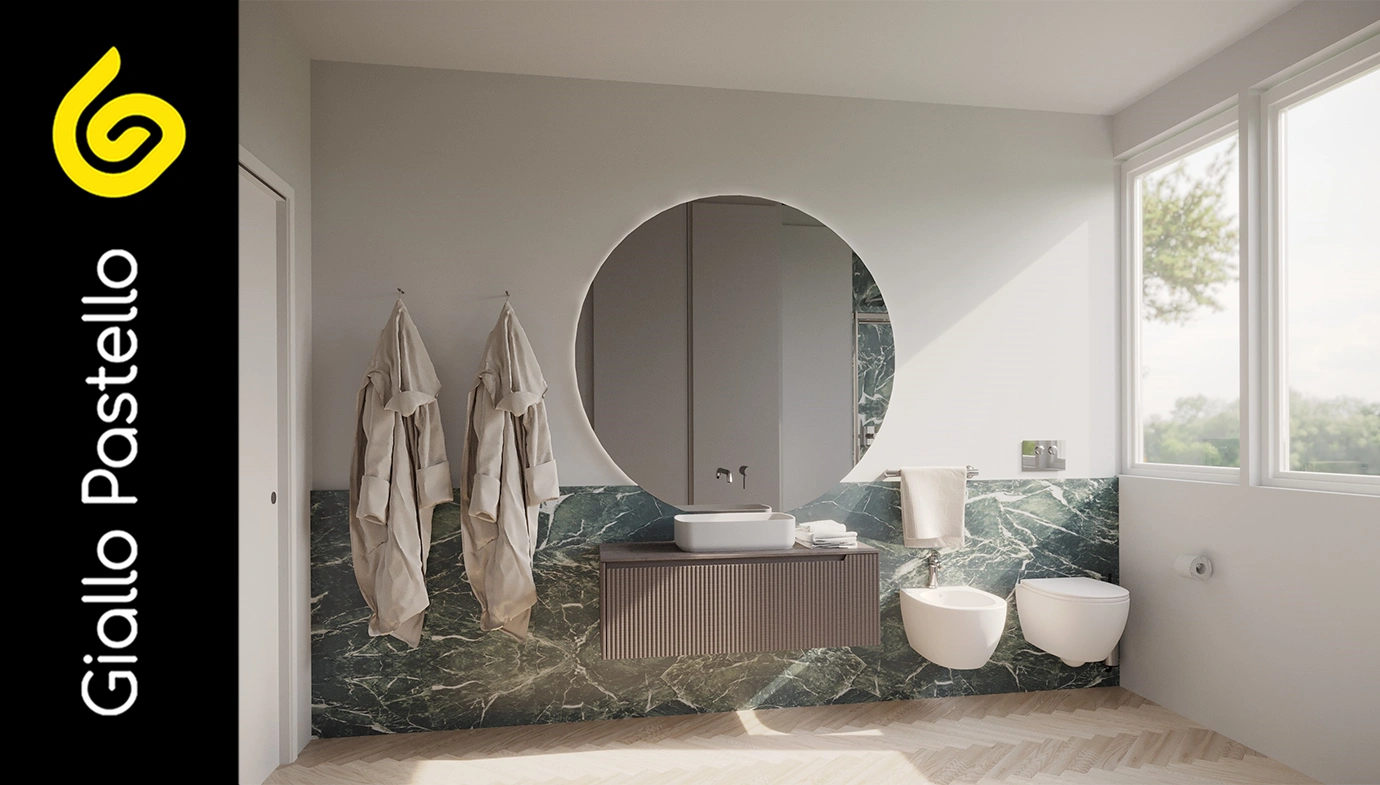 Come arredare una casa piccola: bagno piccolo - Giallo Pastello