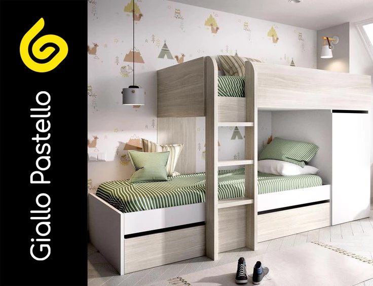 Carta da parati decorativa per cameretta doppia - Giallo Pastello Interior Design Brescia