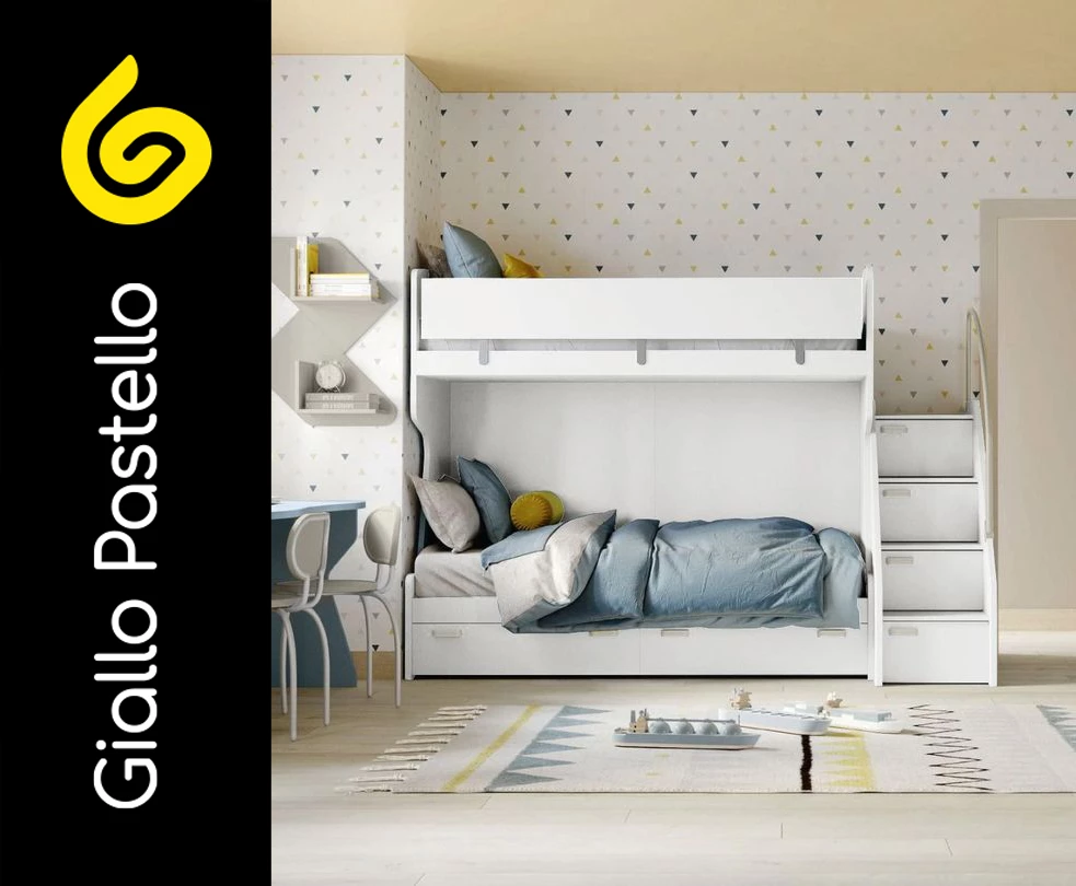 Carta da parati bambini colori arcobaleno e nuvole - Giallo Pastello Interior Design Brescia