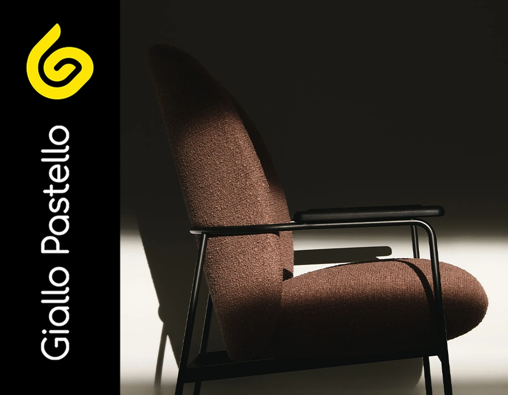 Poltrona moderna Mocha Mousse dettaglio tessuto - Giallo Pastello Interior Design