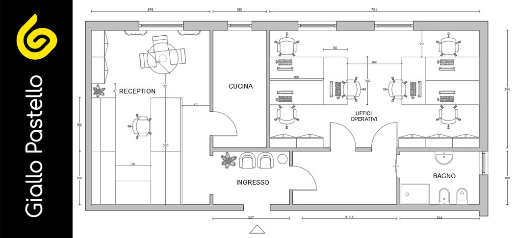 Progetto interior design uffici aziendali - Giallo Pastello