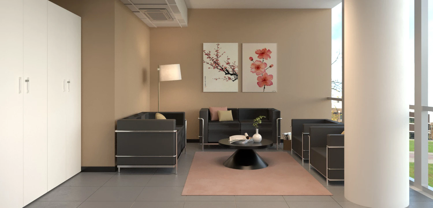 Progettazione uffici esempio di reception e sala attesa - Giallo Pastello Interior Design Brescia