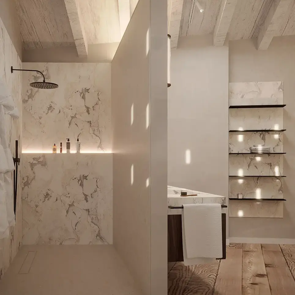 Ristrutturazione bagno Brescia: bagno per coppia con doccia - Giallo Pastello Interior Design Brescia