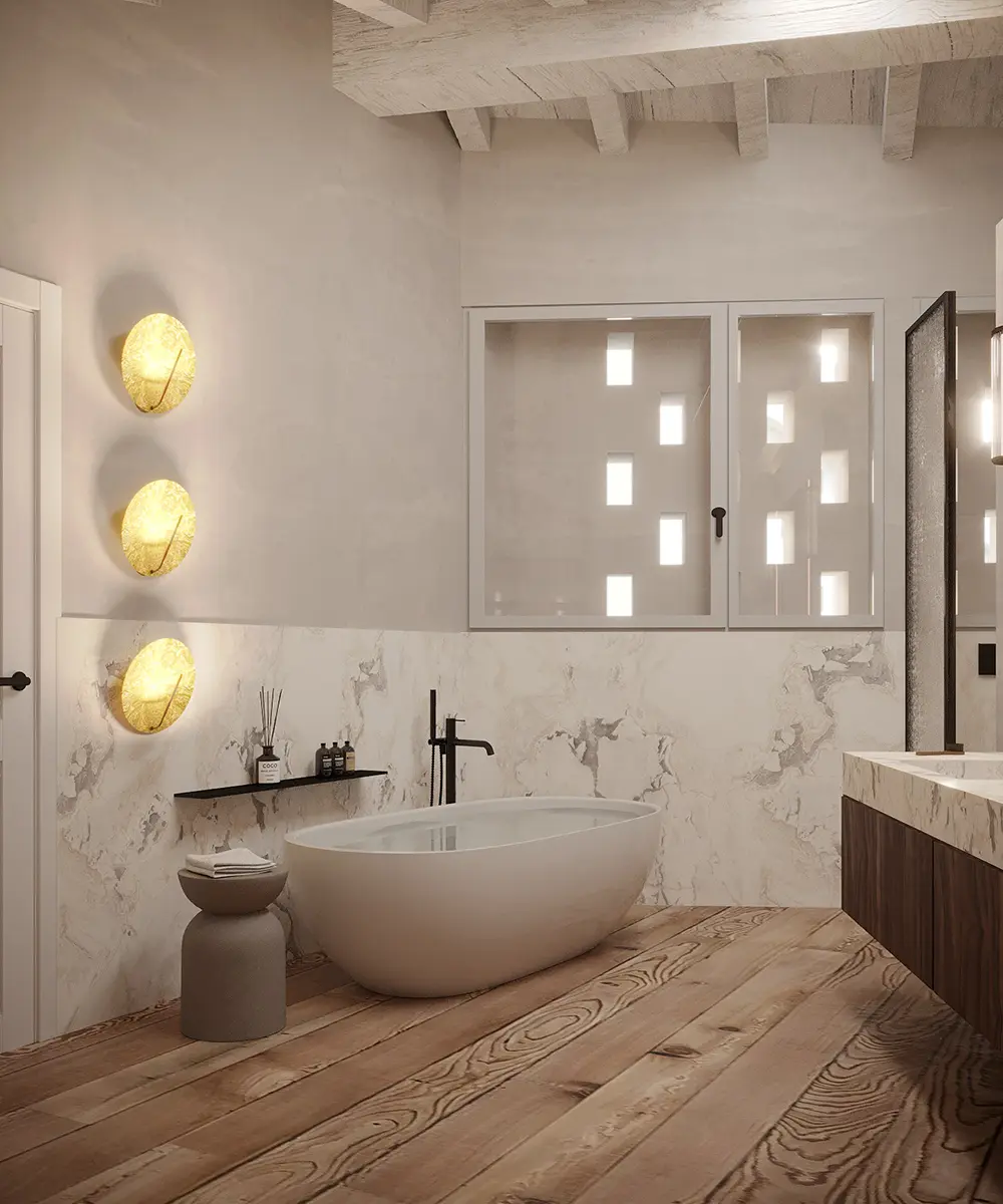 Ristrutturazione bagno Brescia: per coppia con vasca - Giallo Pastello Interior Design Brescia