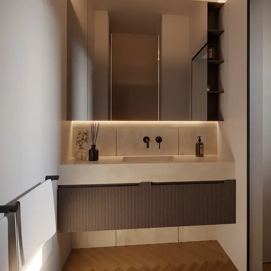 Ristrutturazione bagno Brescia: bagno singolo con lavandino - Giallo Pastello Interior Design Brescia