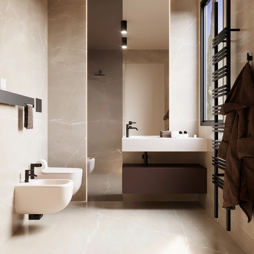 Ristrutturazione bagno Brescia: singolo water e bidet - Giallo Pastello Interior Design Brescia