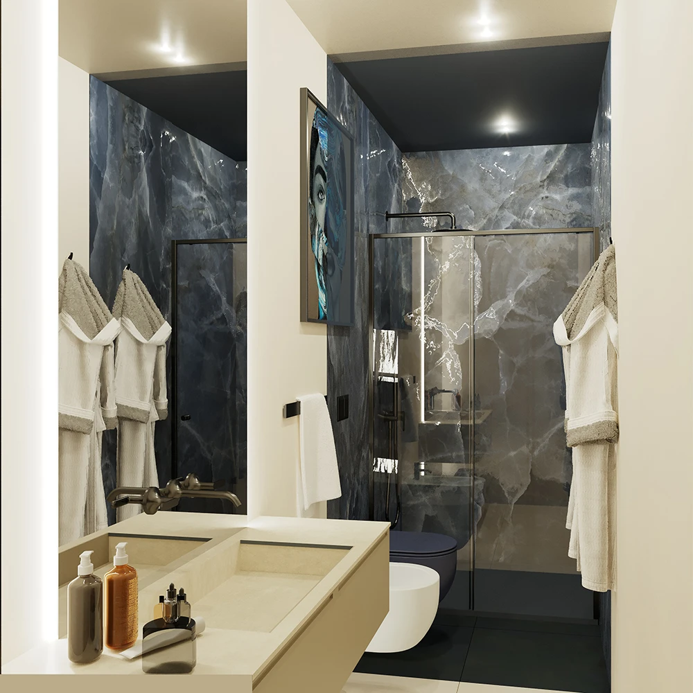 Ristrutturazione Hotel Brescia: bancone area bar - Giallo Pastello