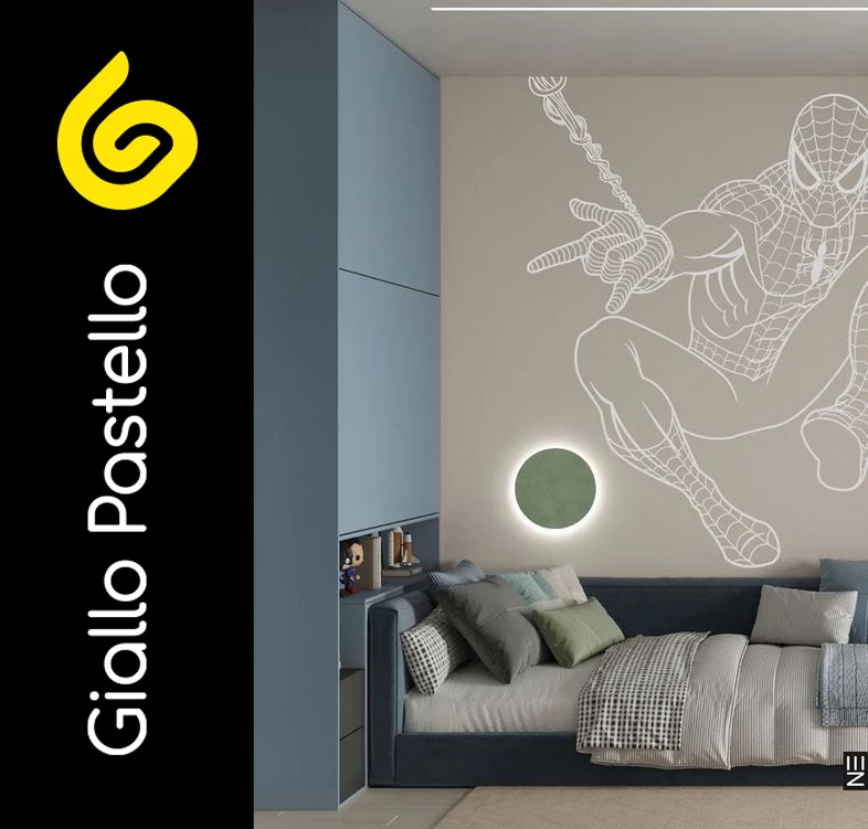 Carta da parati bambini tema Spiderman Marvel - Giallo Pastello Interior Design Brescia