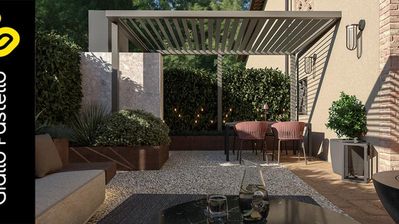Giardino con Patio Arredamento B&B Luxury Iseo - Giallo Pastello Interior Design Brescia
