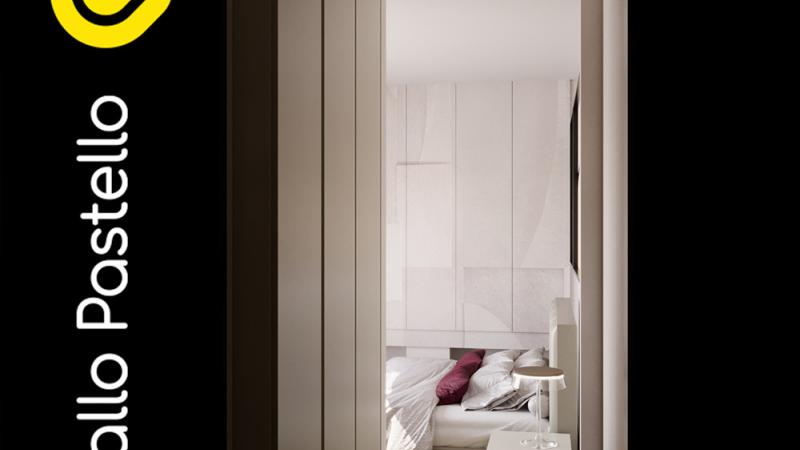 Camera da letto con cabina armadio - Arredamento bilocale: un nuovo charme per questo appartamento in città - Giallo Pastello