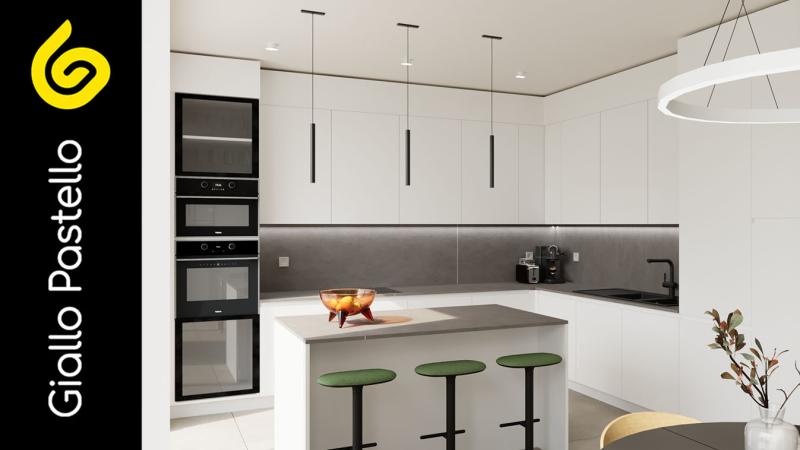 Studio degli spazi casa moderna: cucina - Giallo Pastello