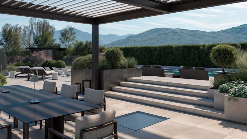 Arredo Outdoor con zona pranzo - Giallo Pastello Interior Design Brescia