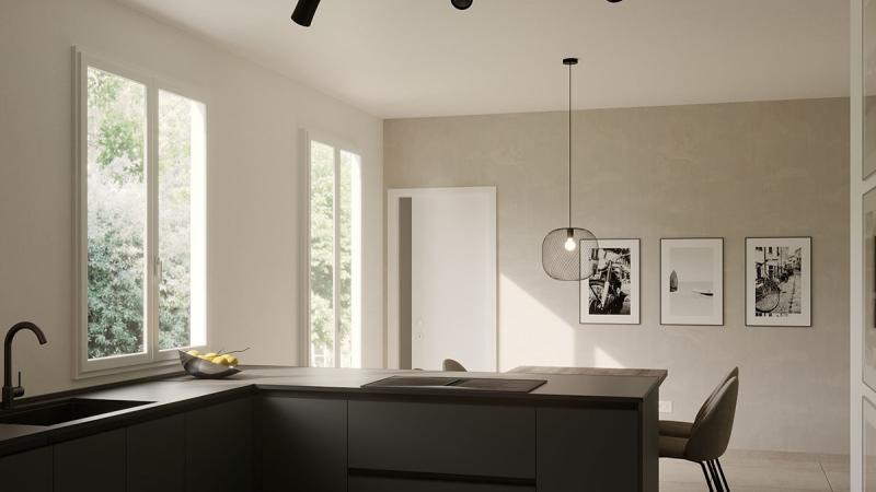 Openspace minimal: cucina - Giallo Pastello