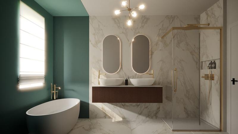Casa su misura Veronica e Francesco: bagno - Giallo Pastello