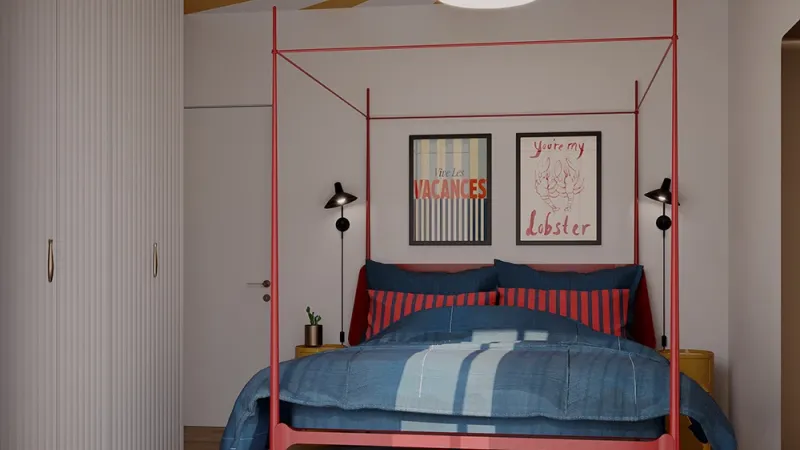 Camera da letto matrimoniale e armadio - Un progetto a Marzamemi: Restyling Appartamento - Giallo Pastello Interior Design