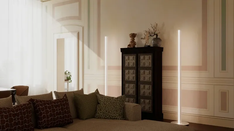 Luce sul passato - Camera living lato armadio - centro storico Brescia- interior design Giallo Pastello